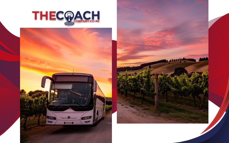 New Zealand vineyard - beautiful vines in a scenic setting, bus hire, June 2024, NZ